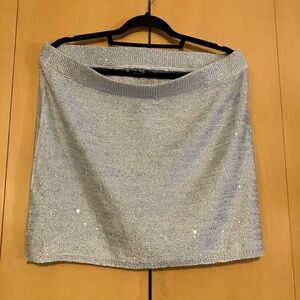 Wild Fable Sparkling Silver Knit Skirt